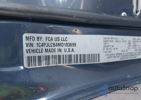 2021 Jeep Cherokee Latitude Fwd из США, поврежденный, VIN 1C4PJLCB4MD183699